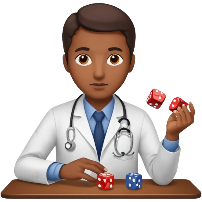un doctor jugando a los dados emoji