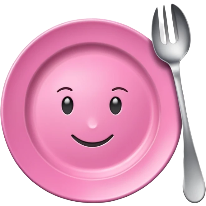 Pink plate, pink fork, pink spoon emoji