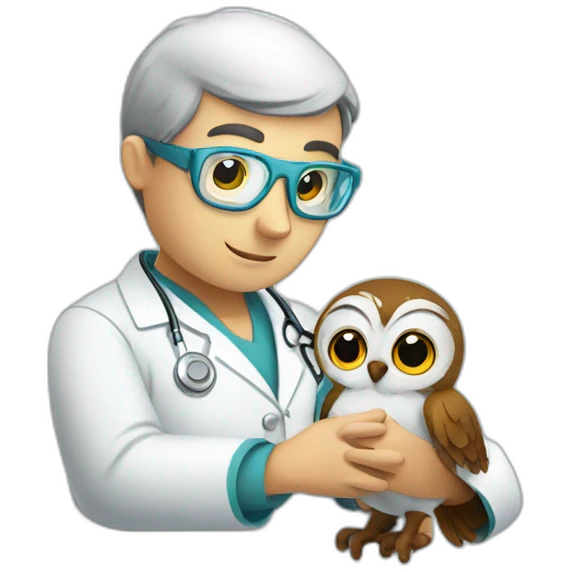 scientist-hugging-an-owl-in-hospital emoji