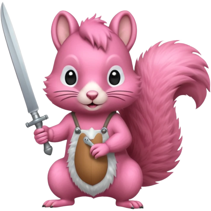 Pink squirrel holding a knife emoji