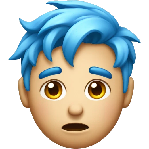 blushing confused emoji shrugging with blue hair emoji