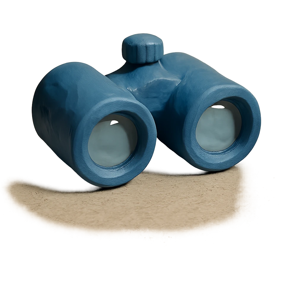 claymation style binoculars emoji