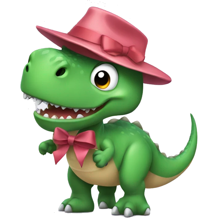 A dinosaur with a bow emoji