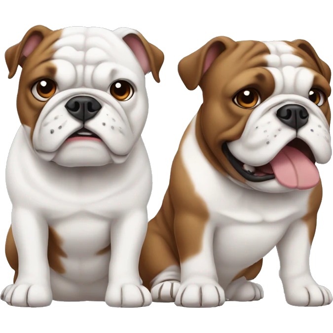 two bulldogs (one white with brown and one brown and white)  emoji