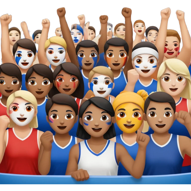 group of fans with painted faces, cheering at a sports event emoji
