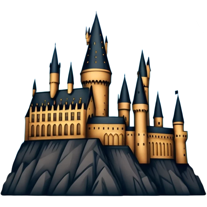 Harry Potter series, Hogwarts castle silhouette with stars, outlined icon emoji