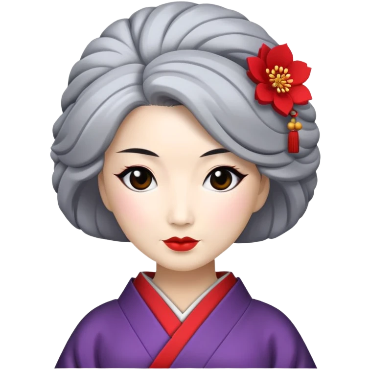 Geisha in her 40s with gray hair emoji