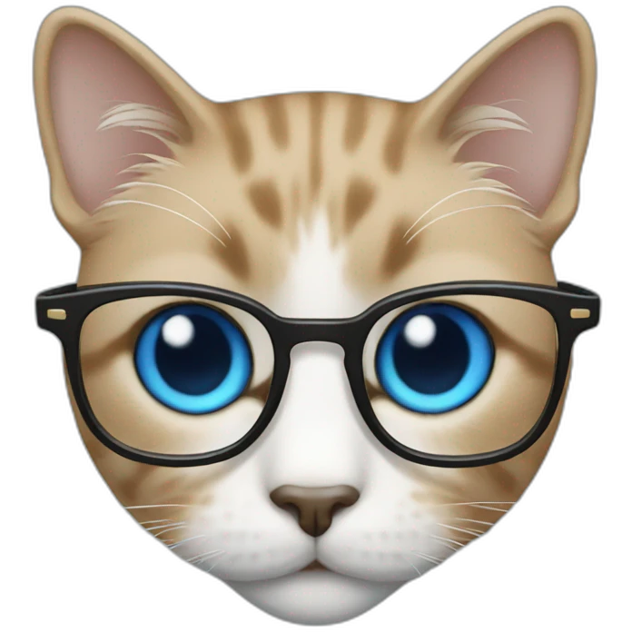 cat with blue eyes and black eyeglasses emoji