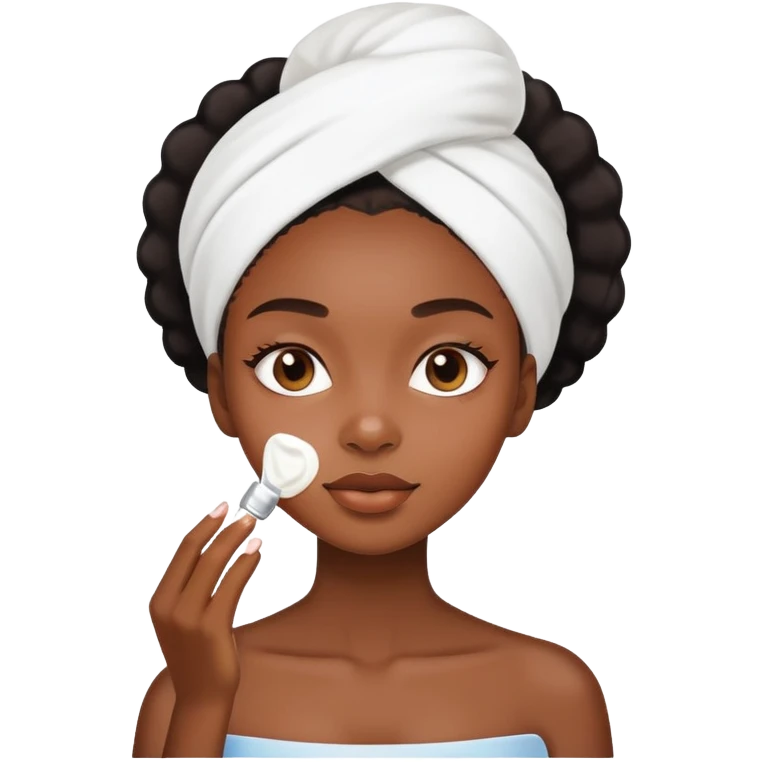 Black girl applying face cream for skincare routine emoji