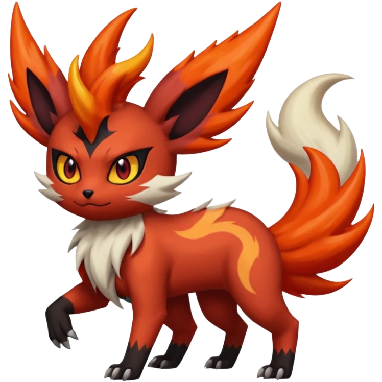 Darkrai-Scizor-Torracat-Flareon-fusion with fiery horns and a Mohawk  emoji