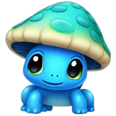 Cute blue mushroom cap no stem turtle emoji