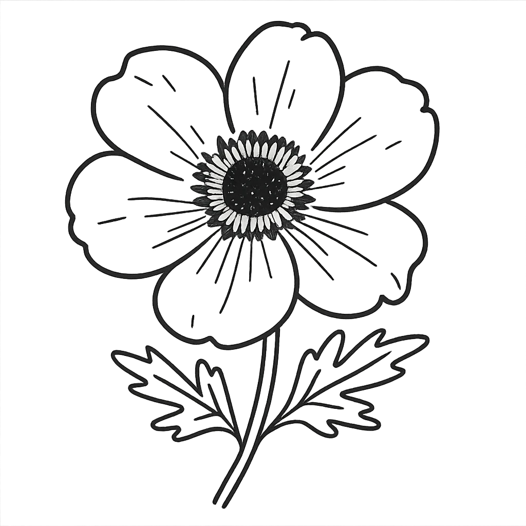 hand drawn anemone flower doodle emoji