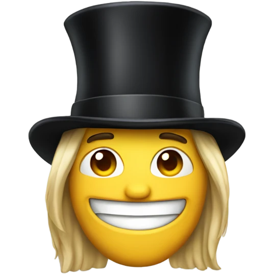 smiling with long hair top hat emoji