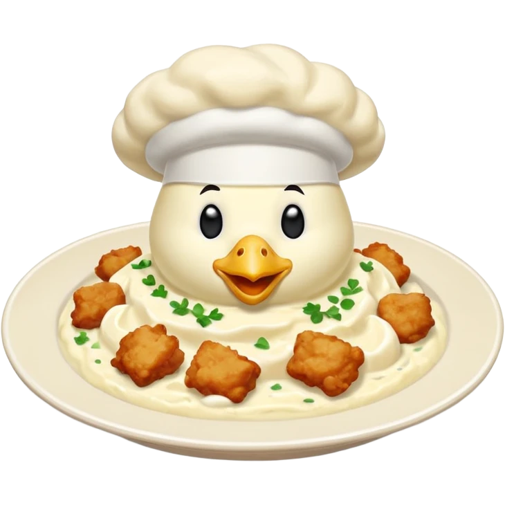 chicken chunks with alfredo sauce and mashed potatoes emoji
