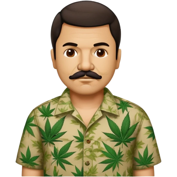 Mexican drug lord El Chapo with mustache and cannabis leaf patterned shirt emoji