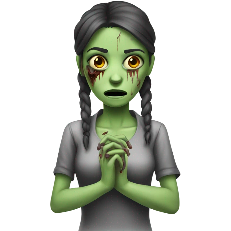 Zombie girl with hands emoji