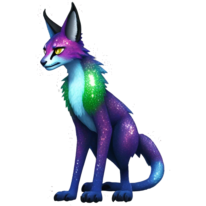 Epic Edgy Colorful Sparkly Sergal-Serval-Vernid full body emoji