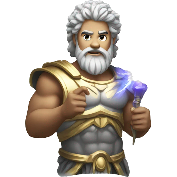 zeus holding a lightining emoji