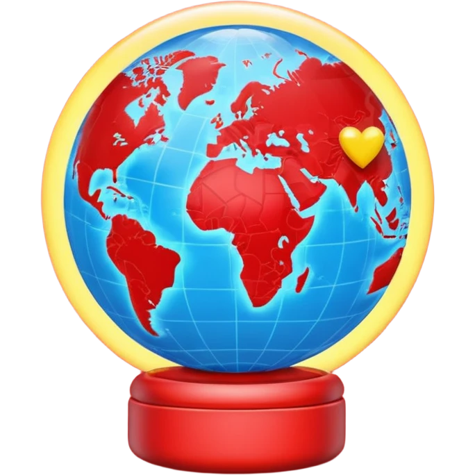 A glowing heart wrapped around a small globe, symbolizing love for travel and the world. Modern emoji design, vivid yet soft colors, clean background. emoji