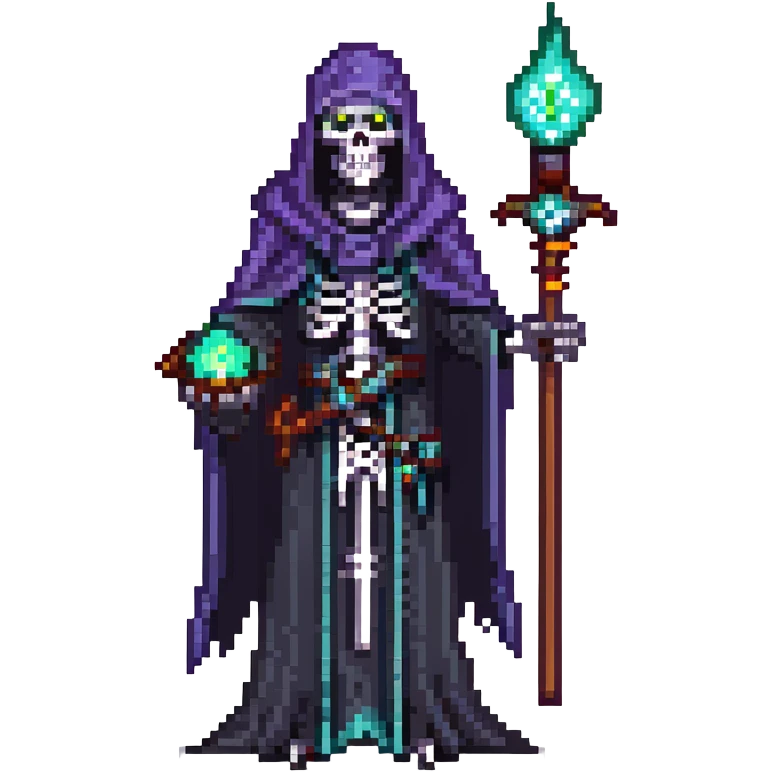 dark skeleton lich mage casting forbidden magic with glowing eyes emoji