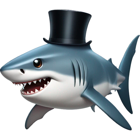 Shark with a top hat emoji