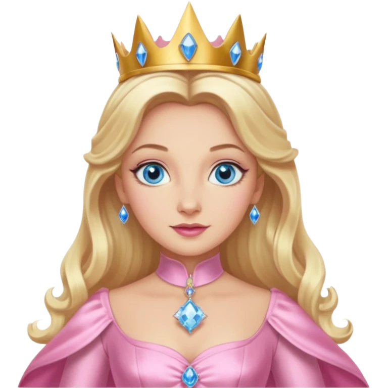 Glinda the Good Witch from the Wizard of Oz with light skin, blue eyes, blonde long hair, pink outfit emoji