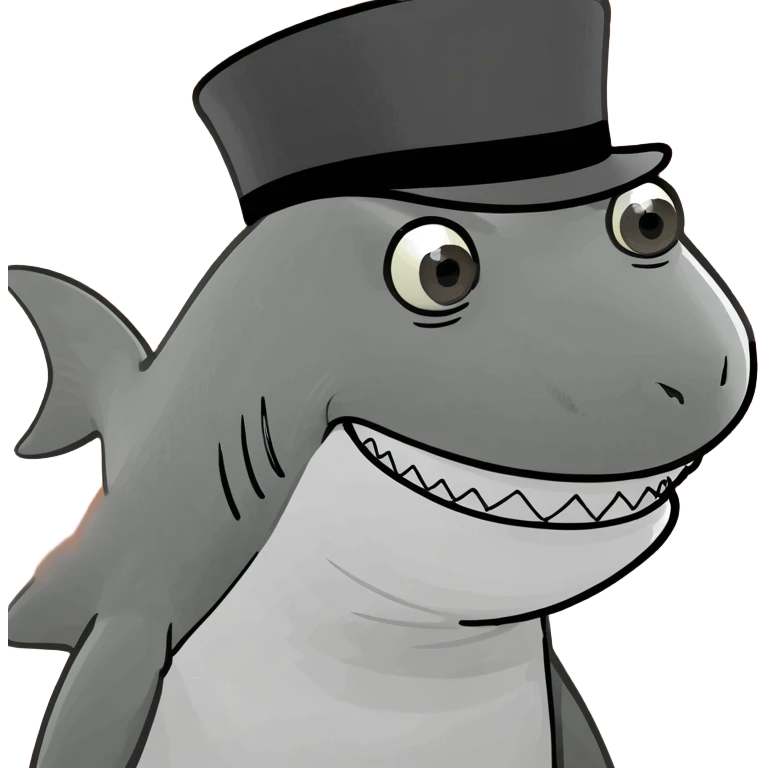 Shark with a top hat emoji
