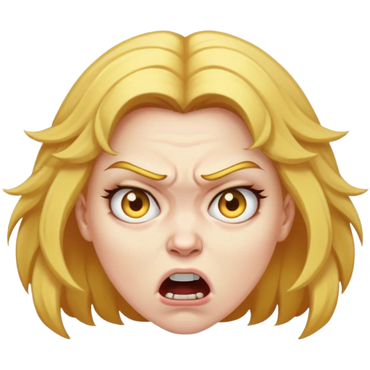 angry woman with weird golden hair emoji