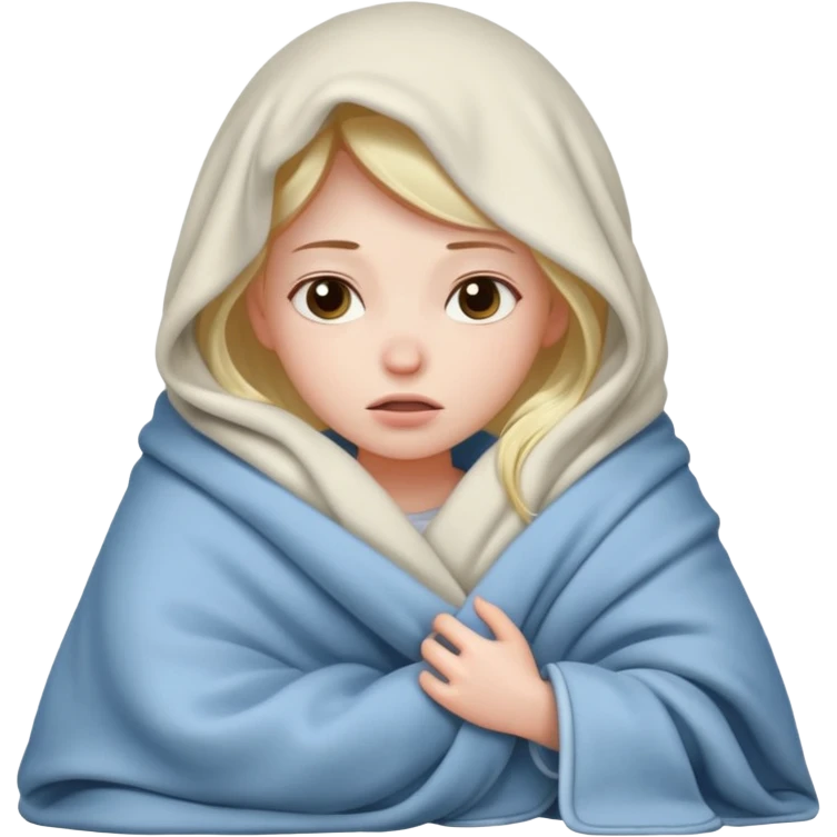 Girl Freezing in bed with blanket emoji