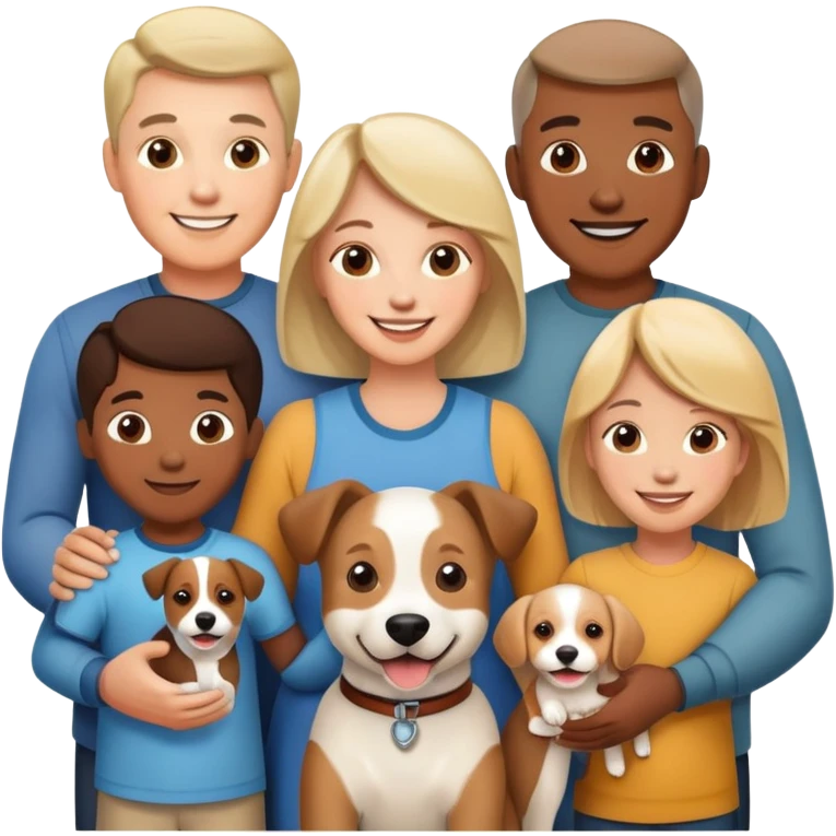 family with parents, children and a pet dog emoji