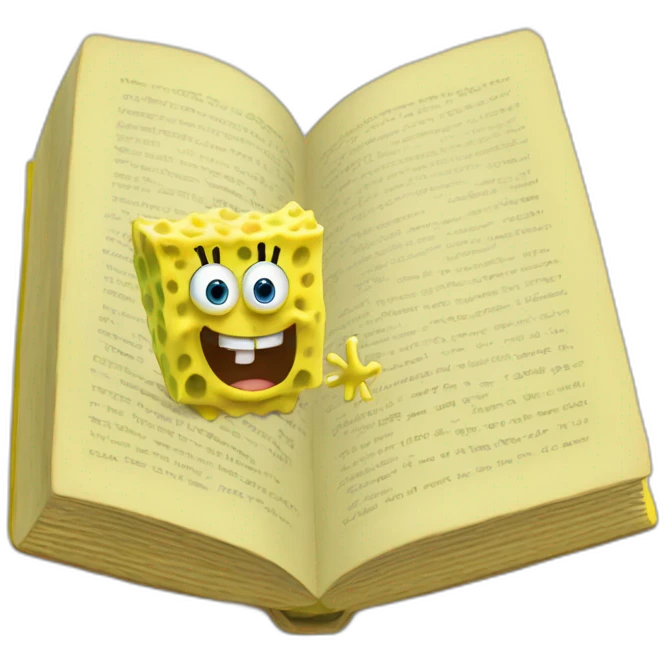 Sponge Bob reading thick book emoji