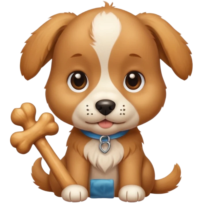 cute 1-year-old puppy holding small bone emoji