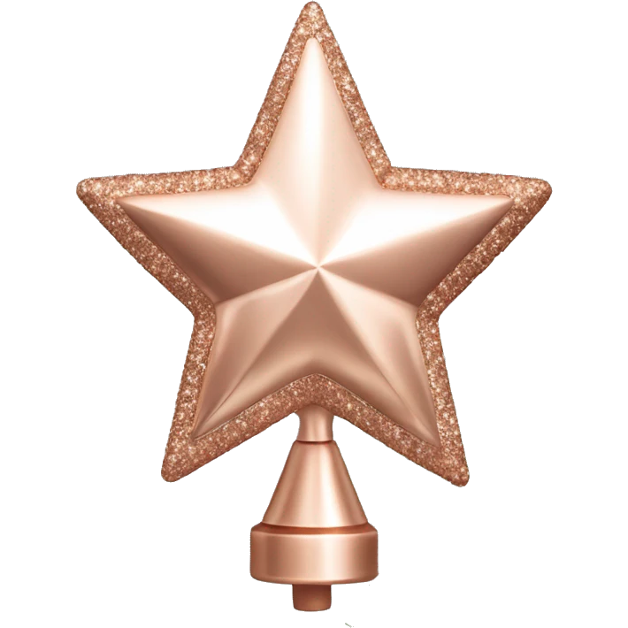 Realistic single isolated solid rose gold christmas tree topper. emoji