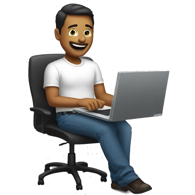 man aving fun with computer emoji