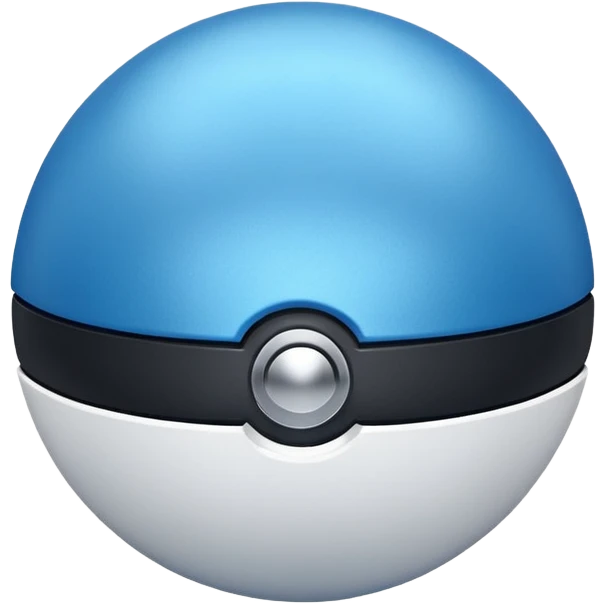 blue pokeball emoji, top half is a more saturated blue, bottom half is white, black stripe, with a metallic sheen emoji
