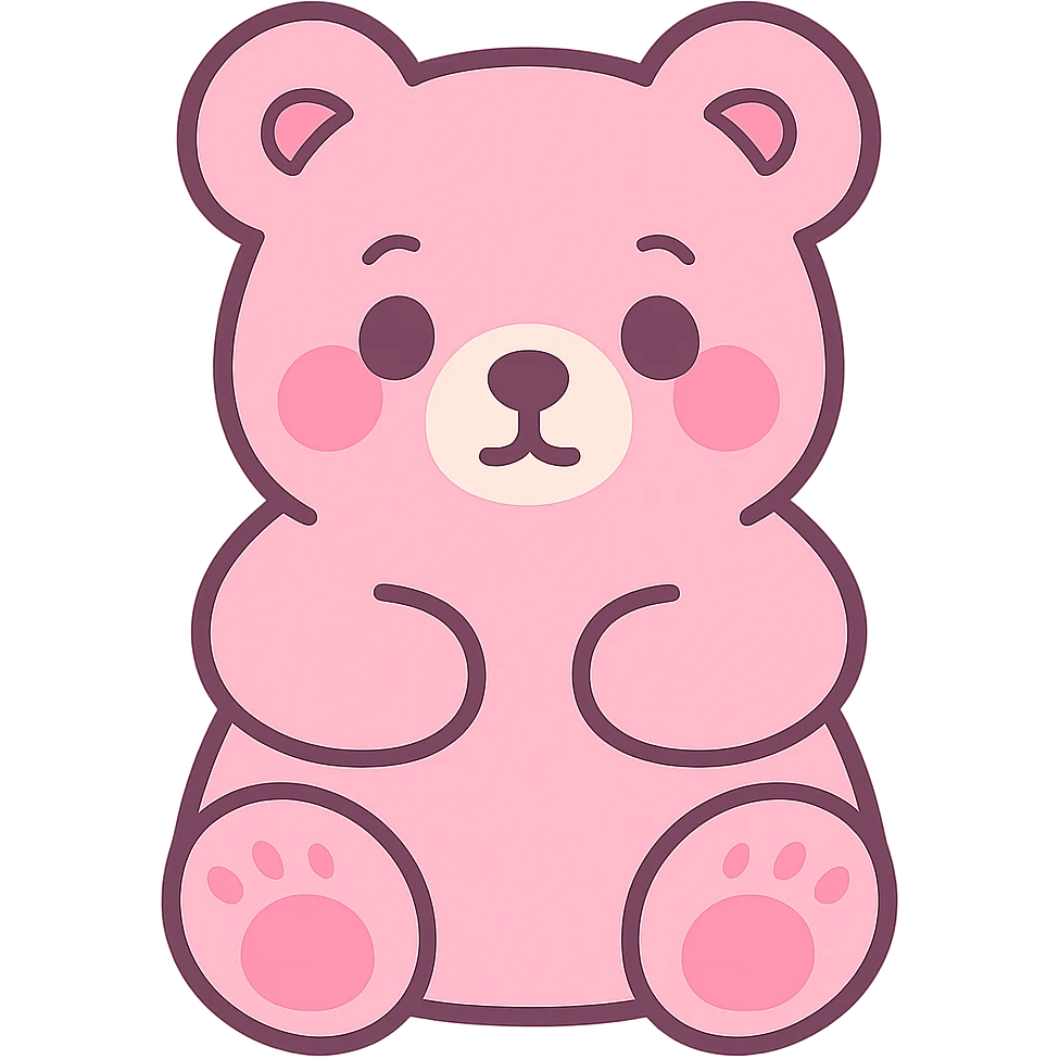 Change the teddy bear candy to a soft pastel pink color, keeping the background transparent. emoji