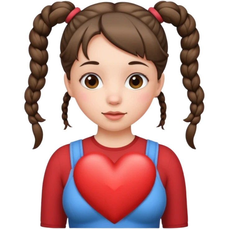 Her hair is in pigtails and her pubic hair is shaped like a heart.  She has wide hips emoji