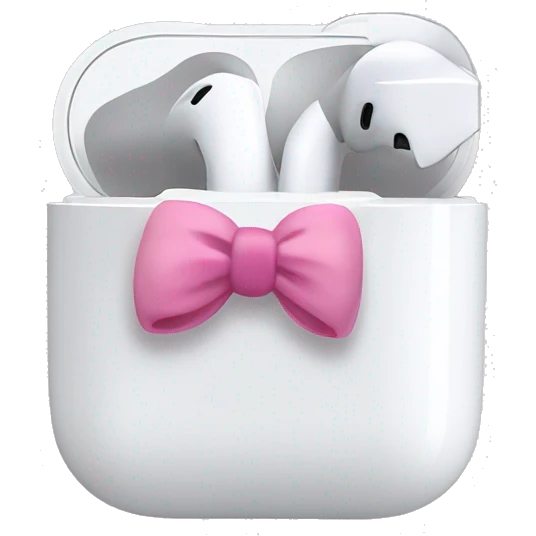 airpods with a cute pink bow on it emoji