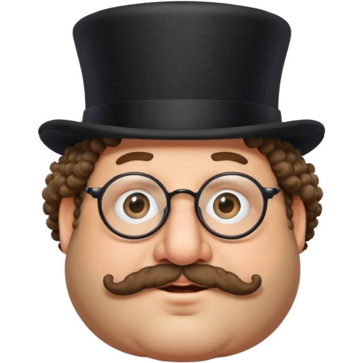 Fat Jewish man with curly hair a top hat glasses and a large nose  emoji