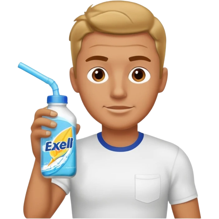 A man drinking surf Excel direct from the packet with straw emoji