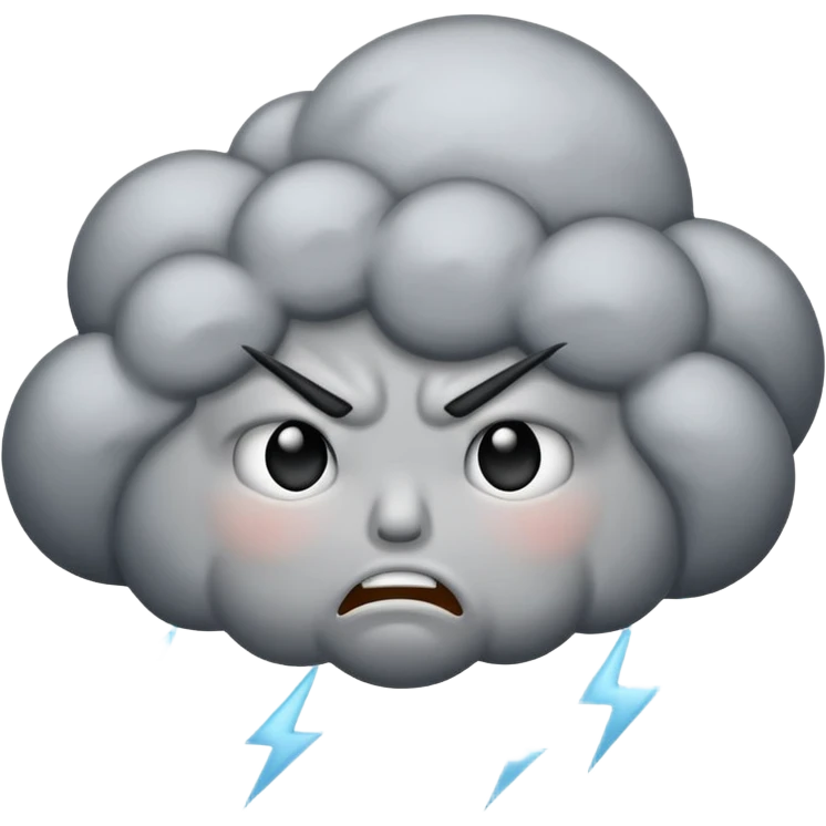 angry Thunderstorm Cloud, face, gray emoji