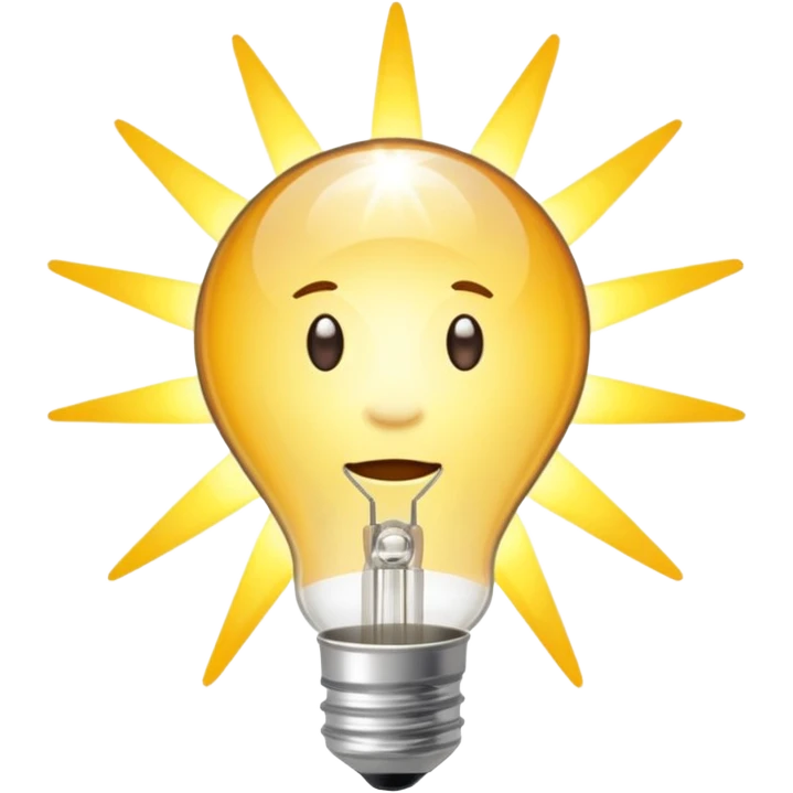 eine glühbirne mit hellen strahlen, die von innen nach außen strahlen wie ein stern emoji