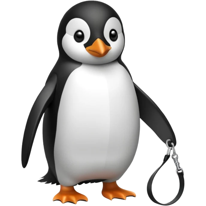 Penguin with leash on visible emoji