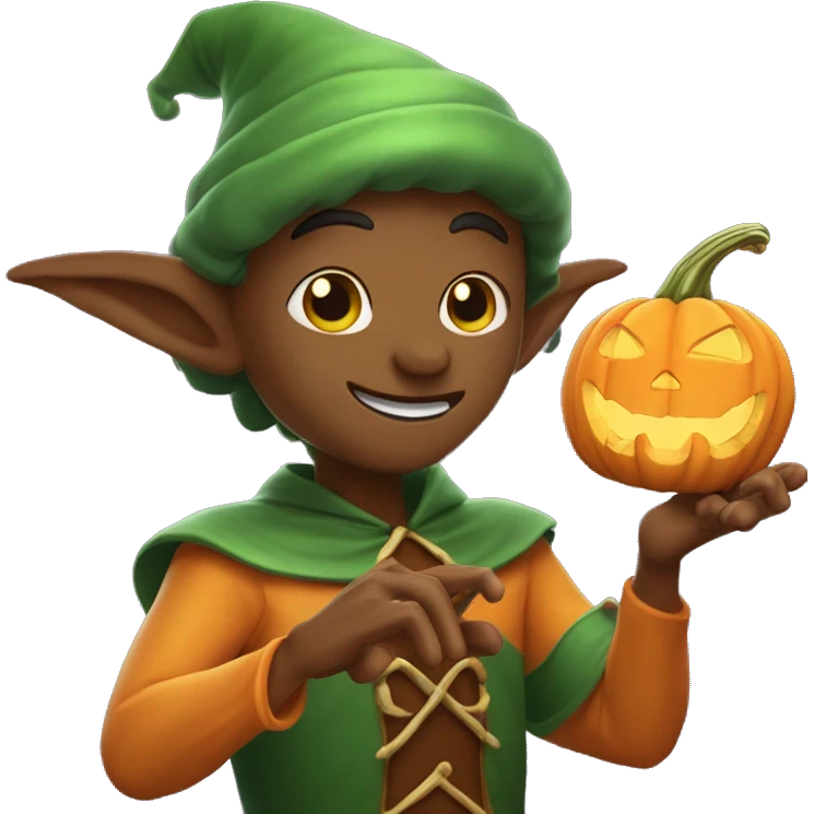 pumkin elf male casting a spell emoji