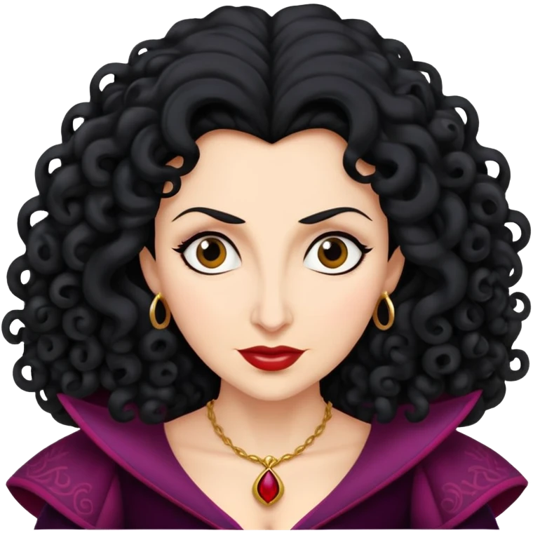 Mother Gothel villain with curly black hair emoji