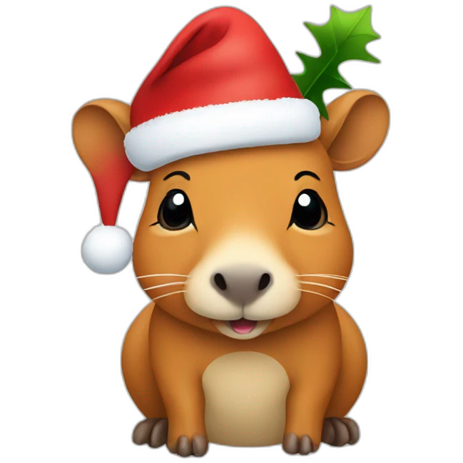 Capivara with a christmas hat emoji