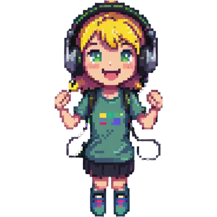 excited gamer girl in headphones emoji