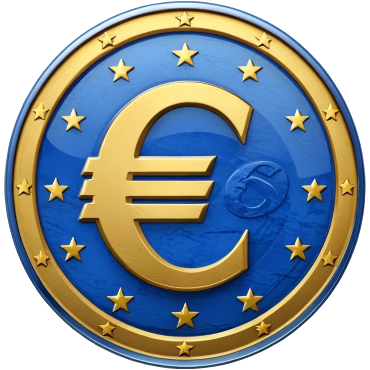 Transparent blue euro coin emoji