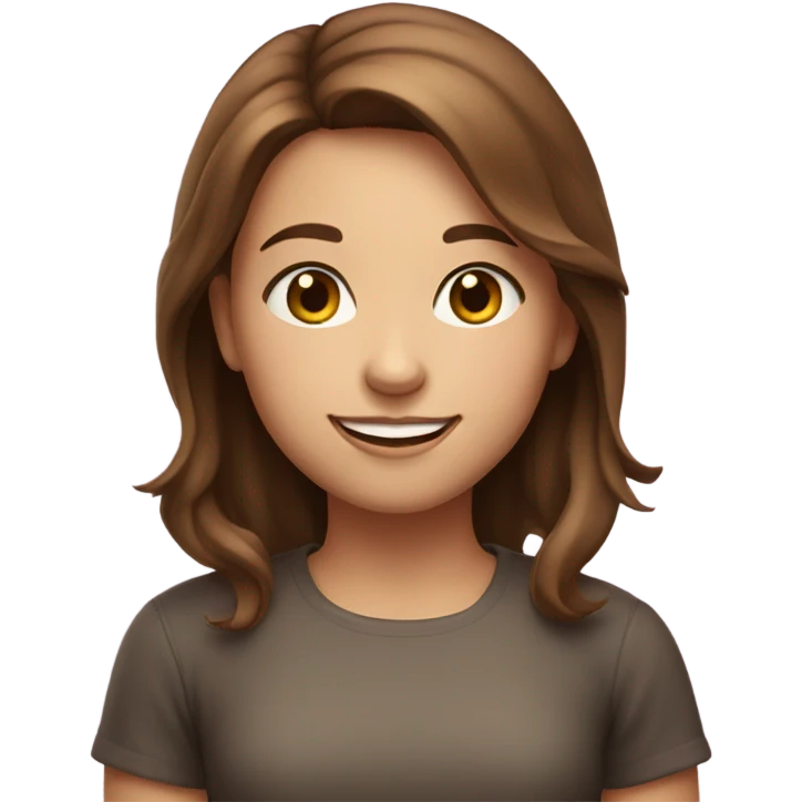 a girl with brown hair with beautiful smile and shiny eyes with pink cheeks  emoji