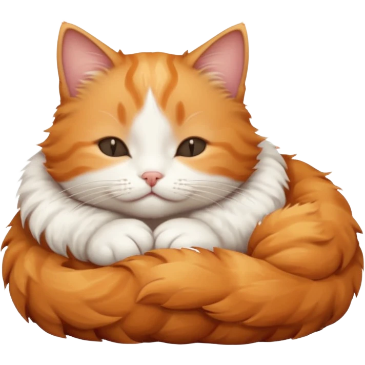 ginger and white small cat sleeping in weird position emoji